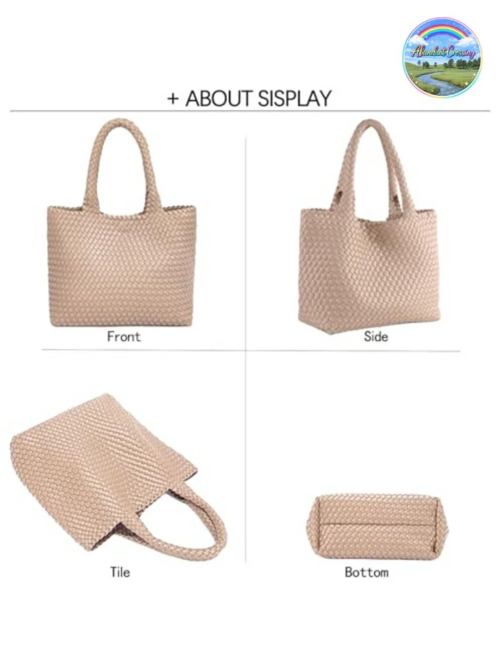 Faux Leather Woven Tote Bag Large Capacity Shoulder Handbag